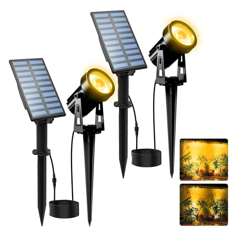 T-SUNUS Christmas solar landscape spotlight pair lighting pathways with warm 3000K glow