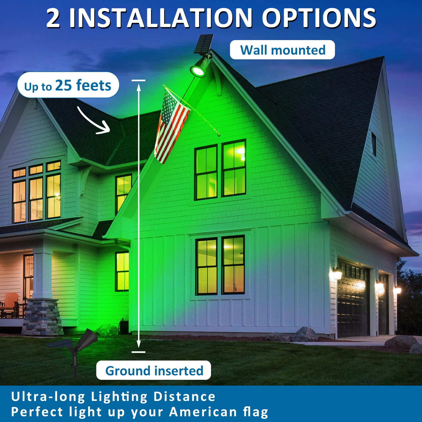 T-SUNUS Green Solar Driveway Light guides footsteps along the path.