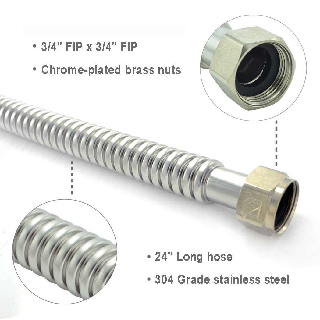 TT FLEX stainless steel corrugated hose 3-4in FIP ends prevents leaks during installation.