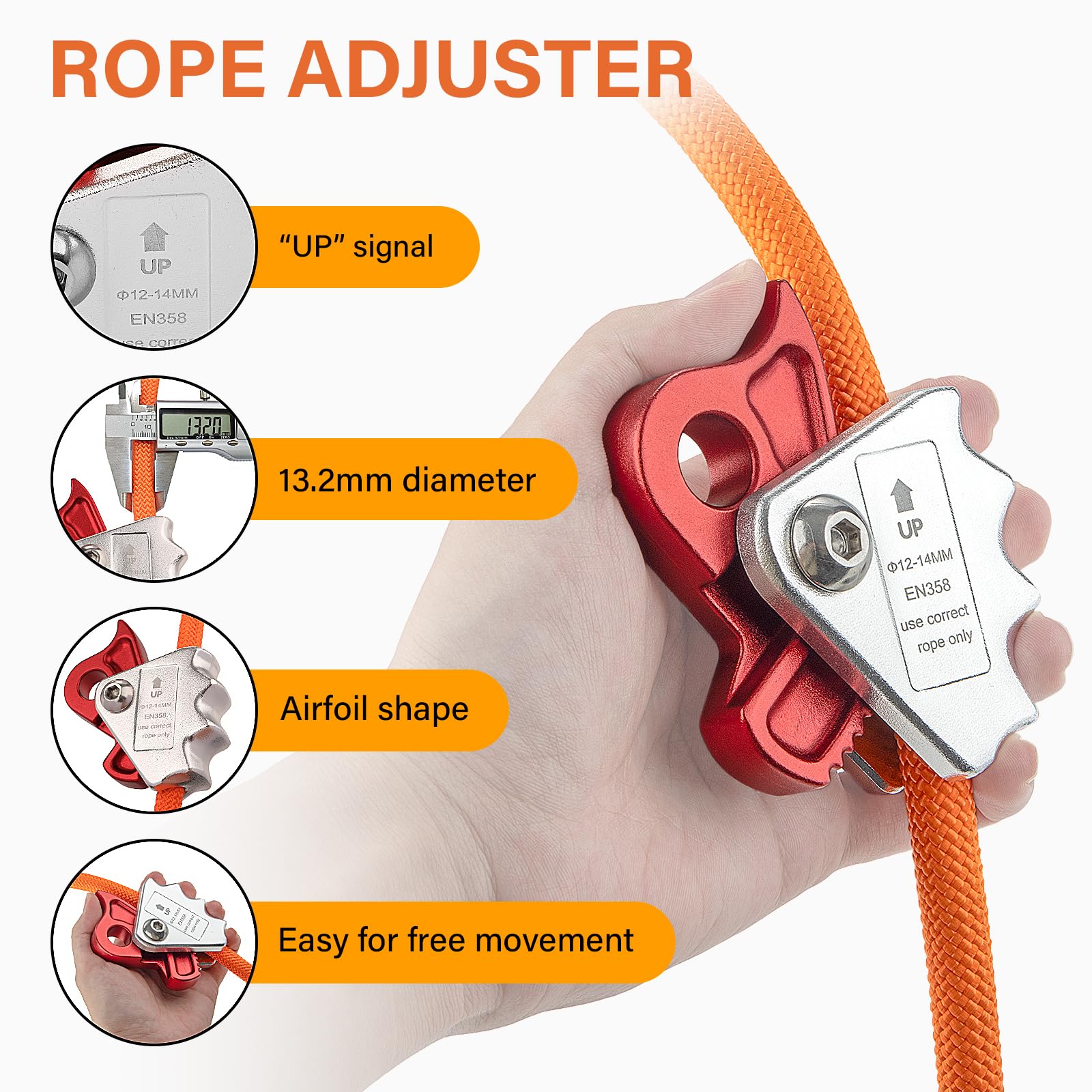 TT TRSMIMA rope-adjuster-aluminum features anti-slip design for controlled ascent and fall protection