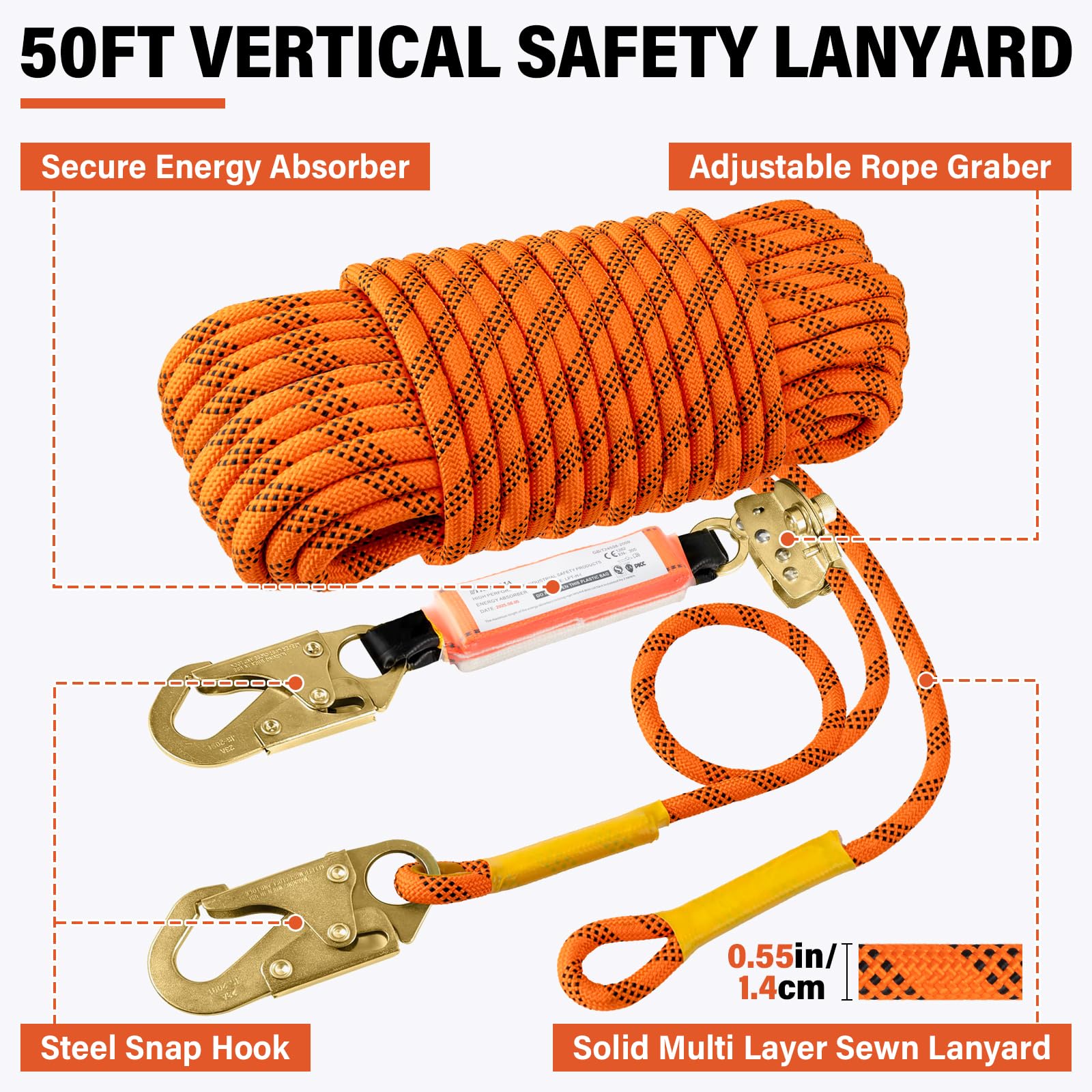 TT TRSMIMA rope grab and snap hook for controlled positioning