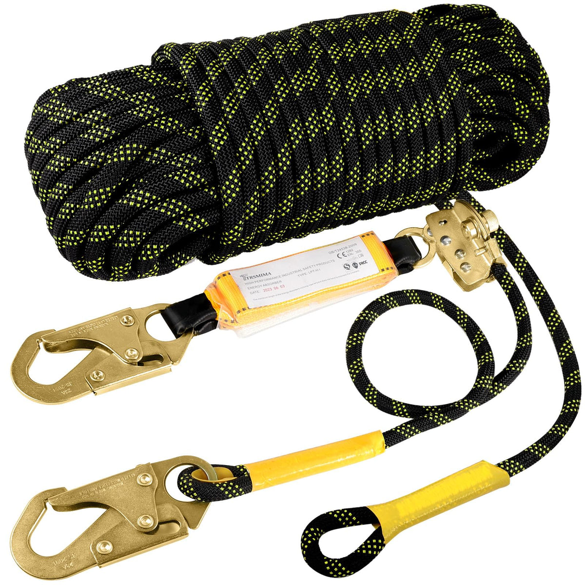 TT TRSMIMA rope harness 50ft vertical rope secures overhead roofing tasks