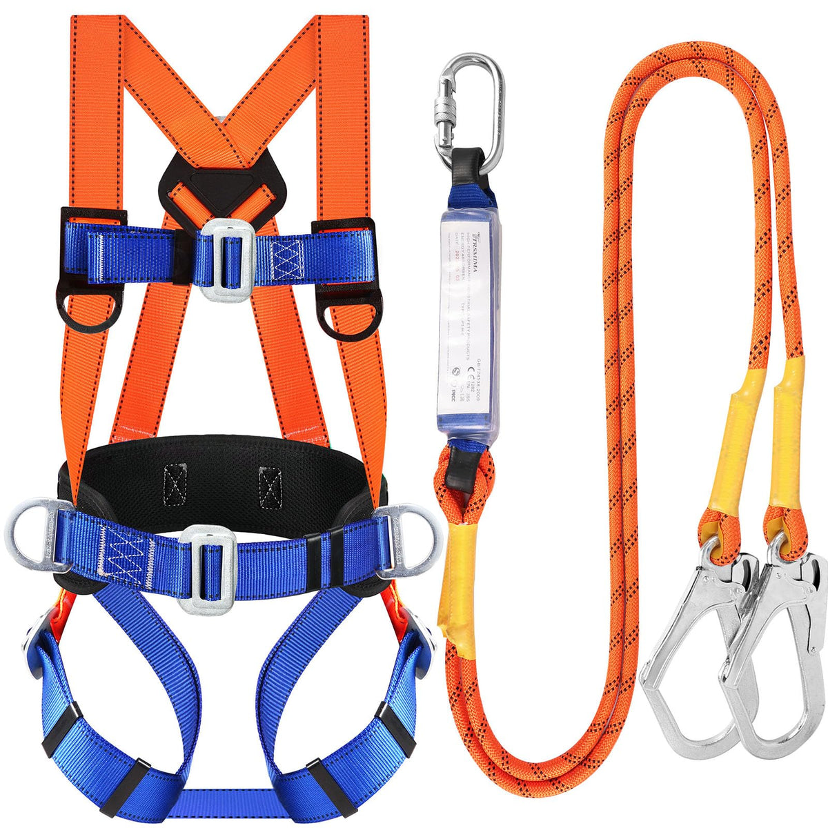 TT TRSMIMA safety harness full body shows secure fit for roofing work.