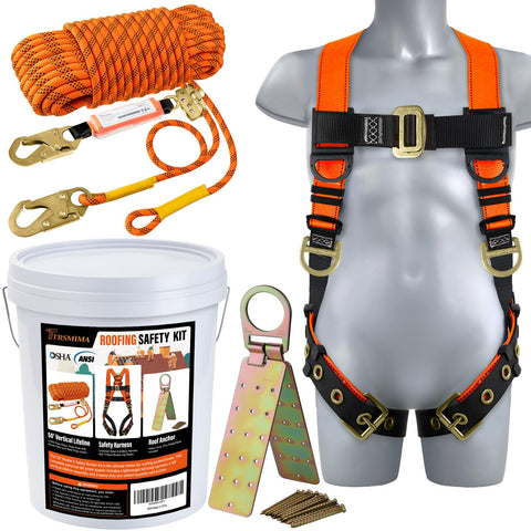 TT TRSMIMA orange safety harness for secure fall protection on rooftops
