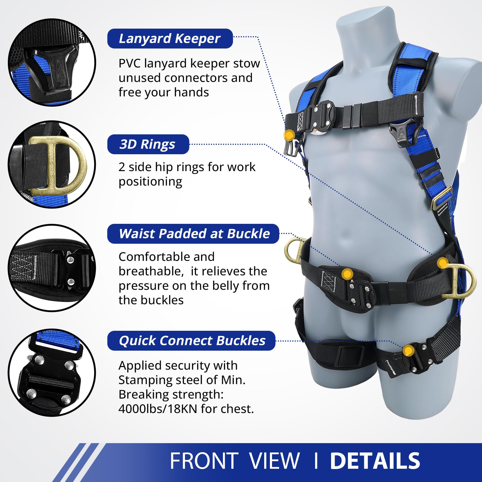 TT TRSMIMA safety harness shoulder and chest straps for a comfortable fit