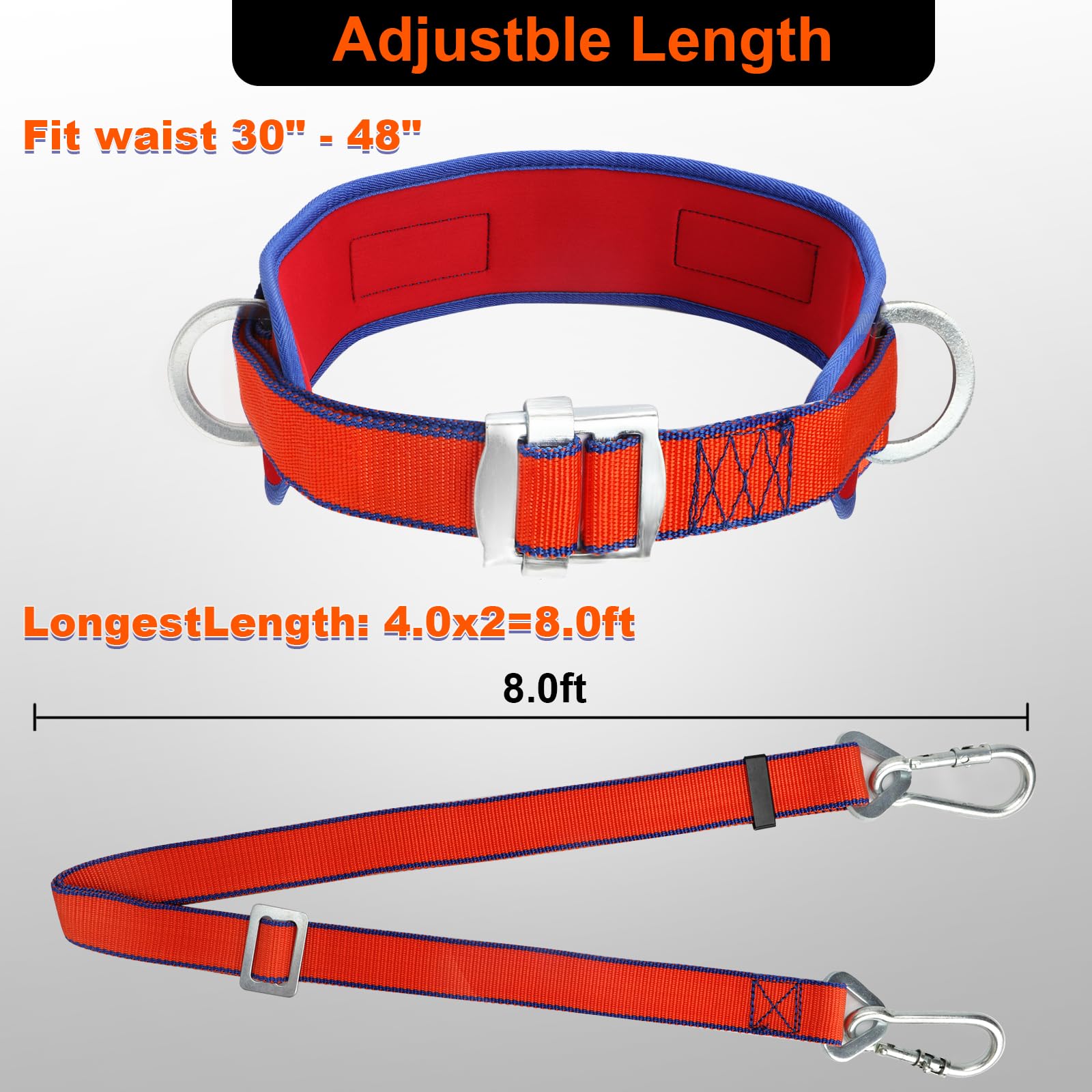 TT TRSMIMA adjustable safety lanyard enabling secure fall protection for ladders and trees.