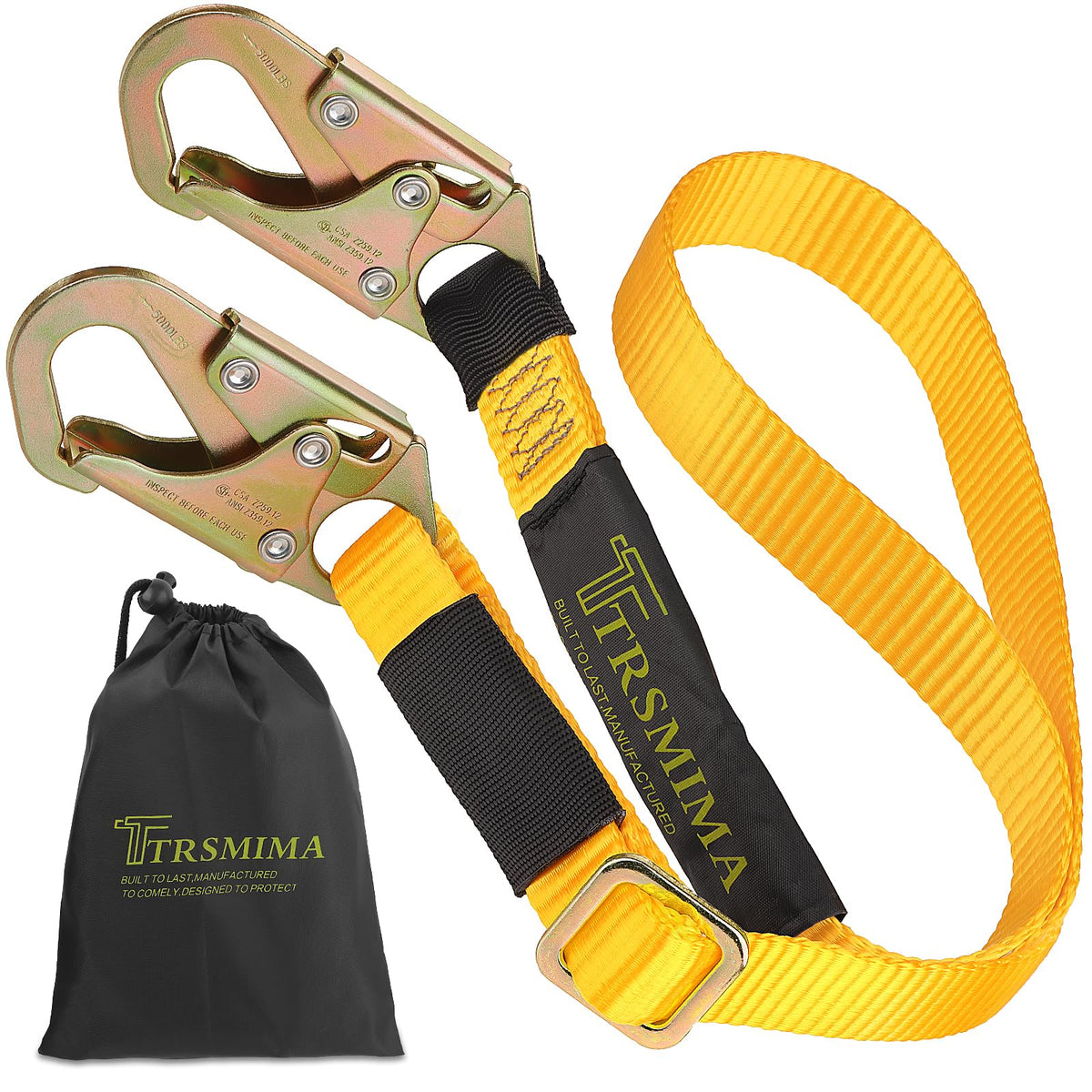 TT TRSMIMA tree climbing safety lanyard with adjustable length for flexible positioning.