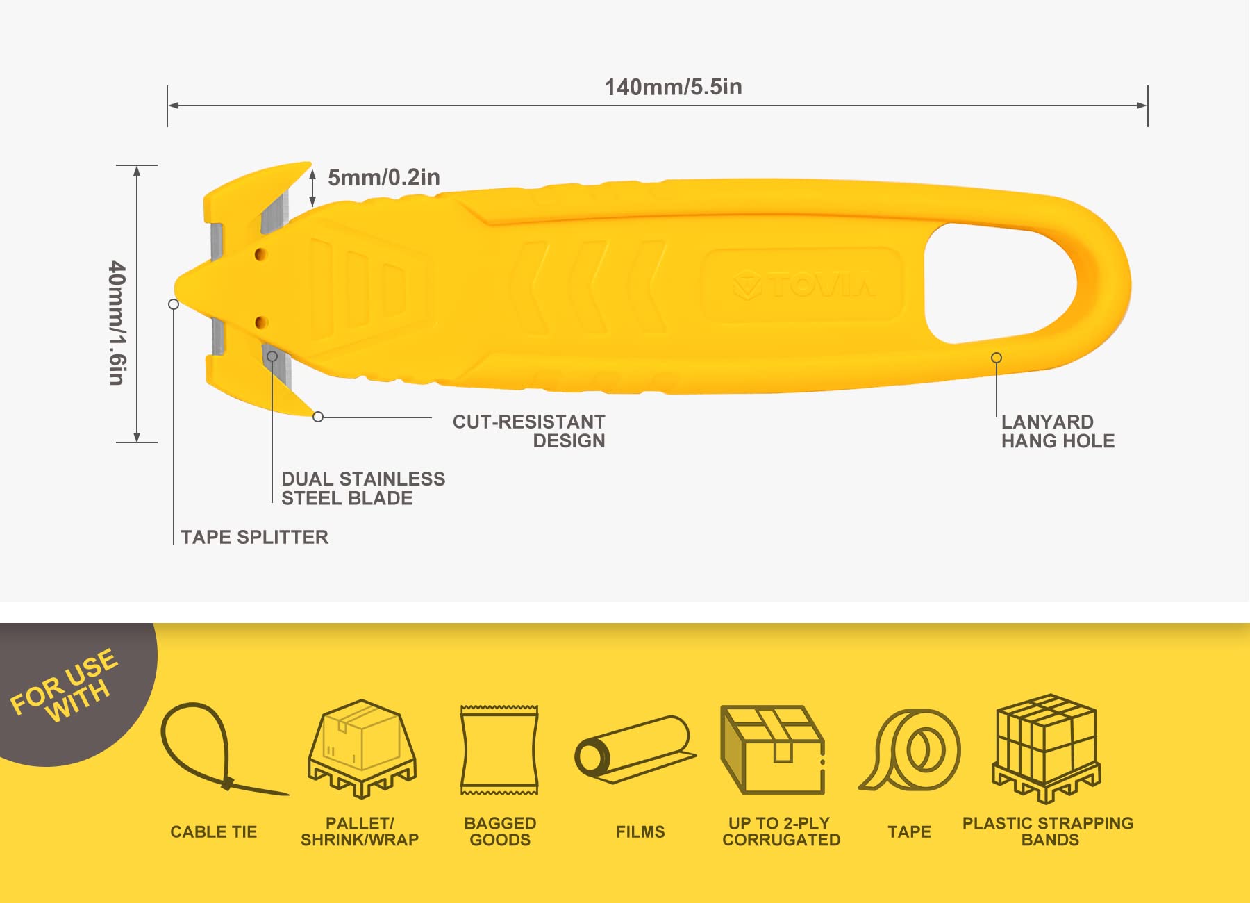 TTOVIA safety box cutter weighs 16.6g for easy handling