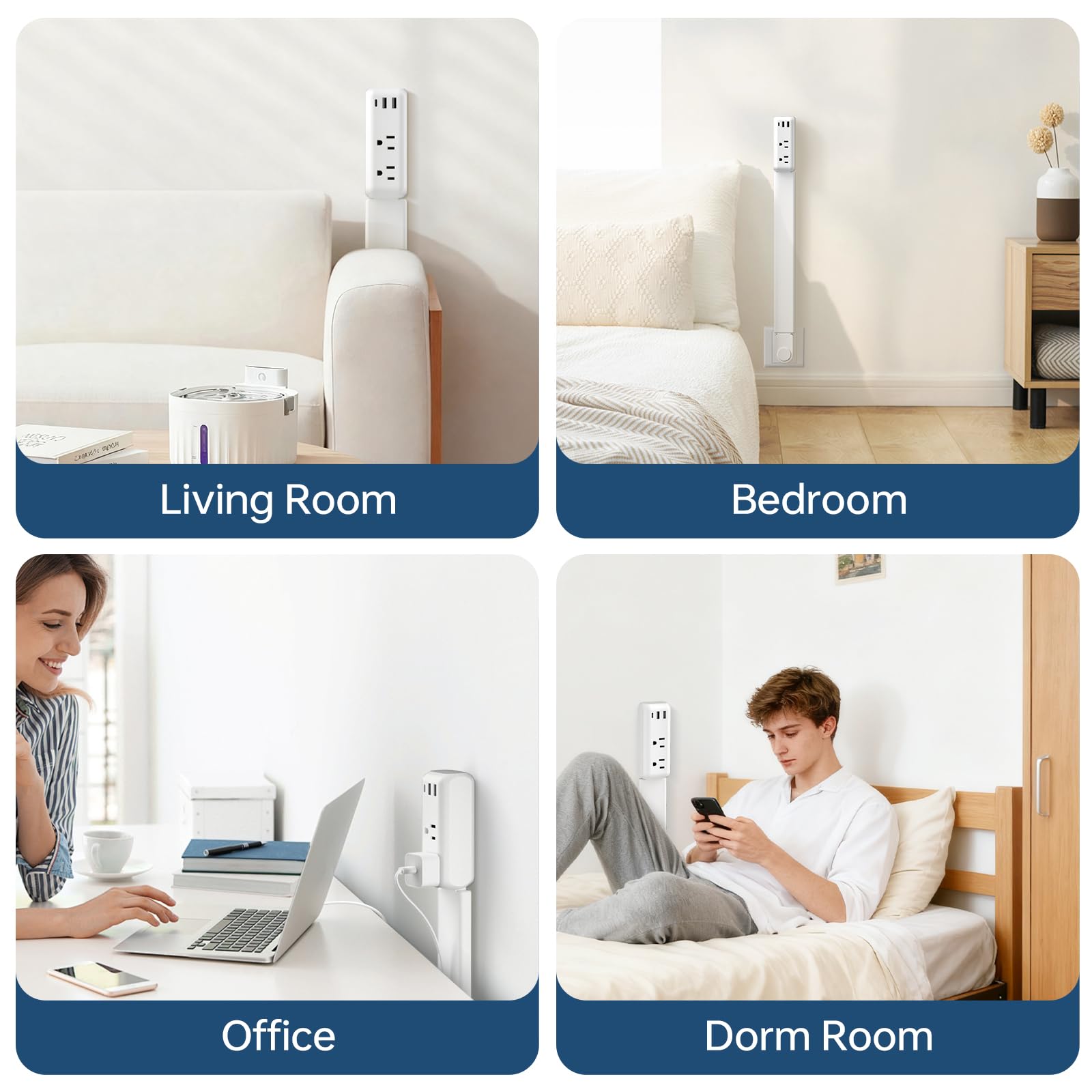 TTTOUAJ outlet extender placed behind sofa for convenient access