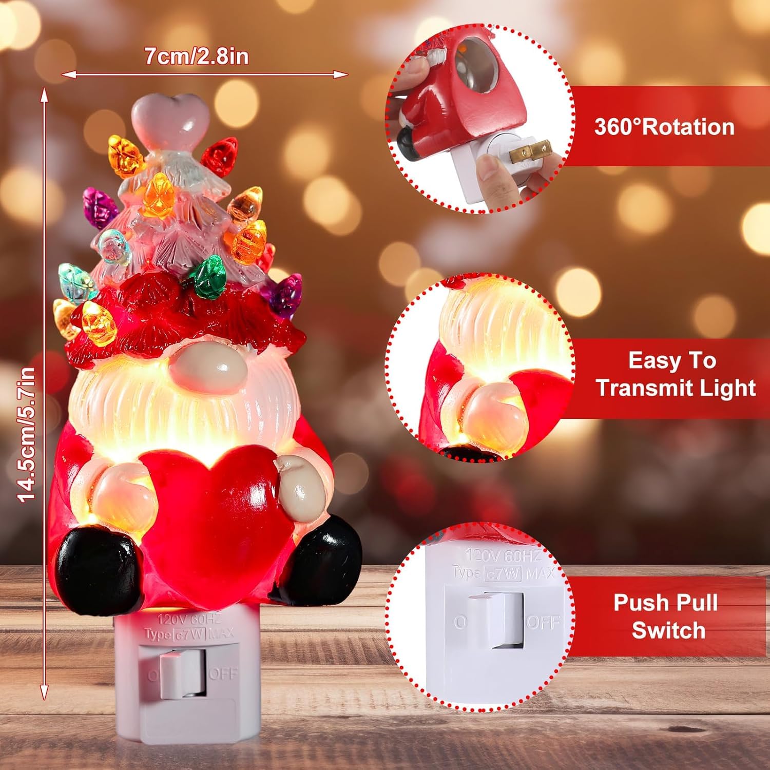 Tuanse Valentine gnome tree casts warm pink light for romantic decor.
