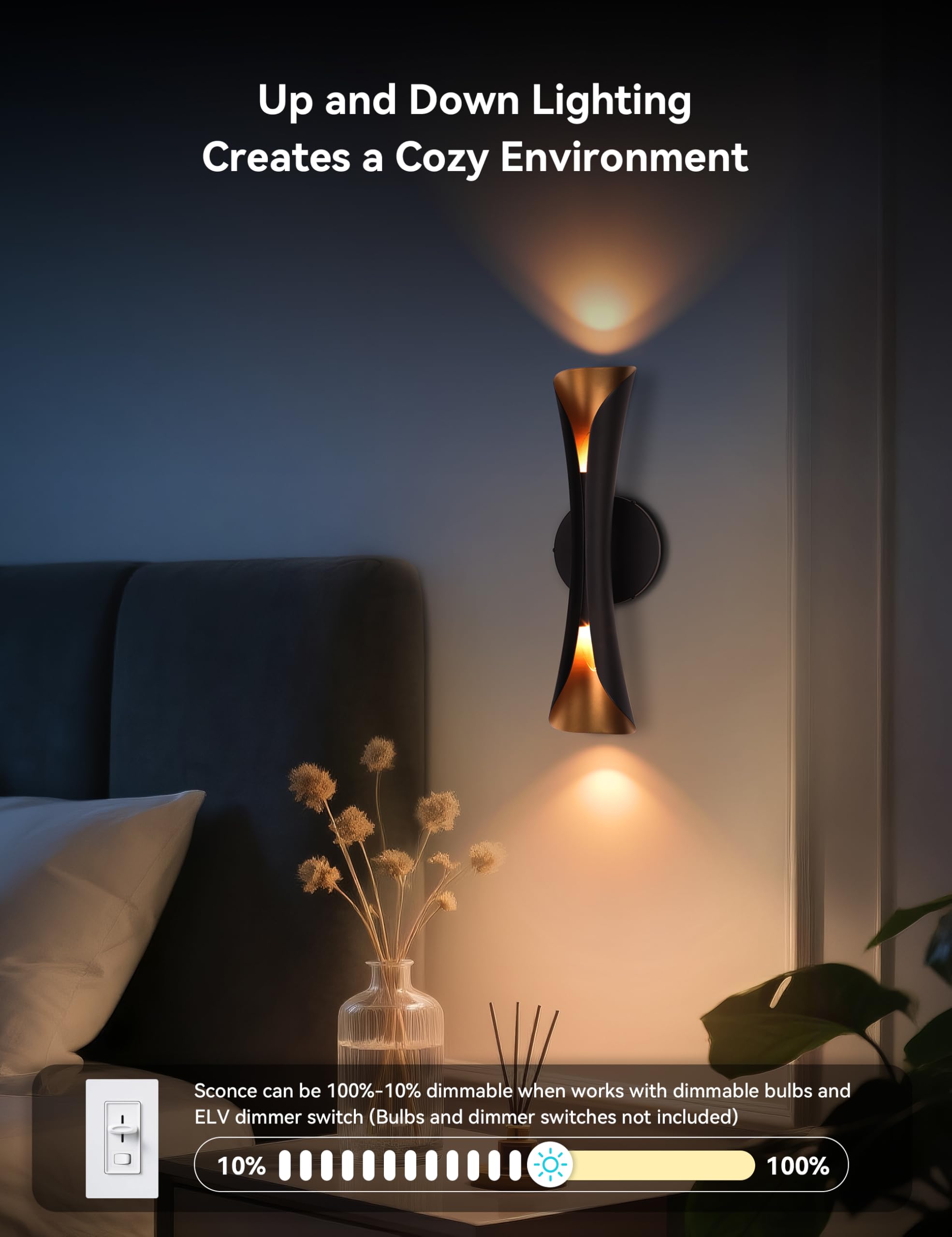 Tubicen sconce demonstrating dimmable function with compatible dimmer.