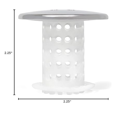 Chrome finish TubShroom provides discreet, low-profile maintenance.