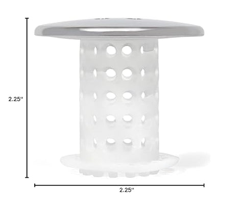 Chrome finish TubShroom provides discreet, low-profile maintenance.