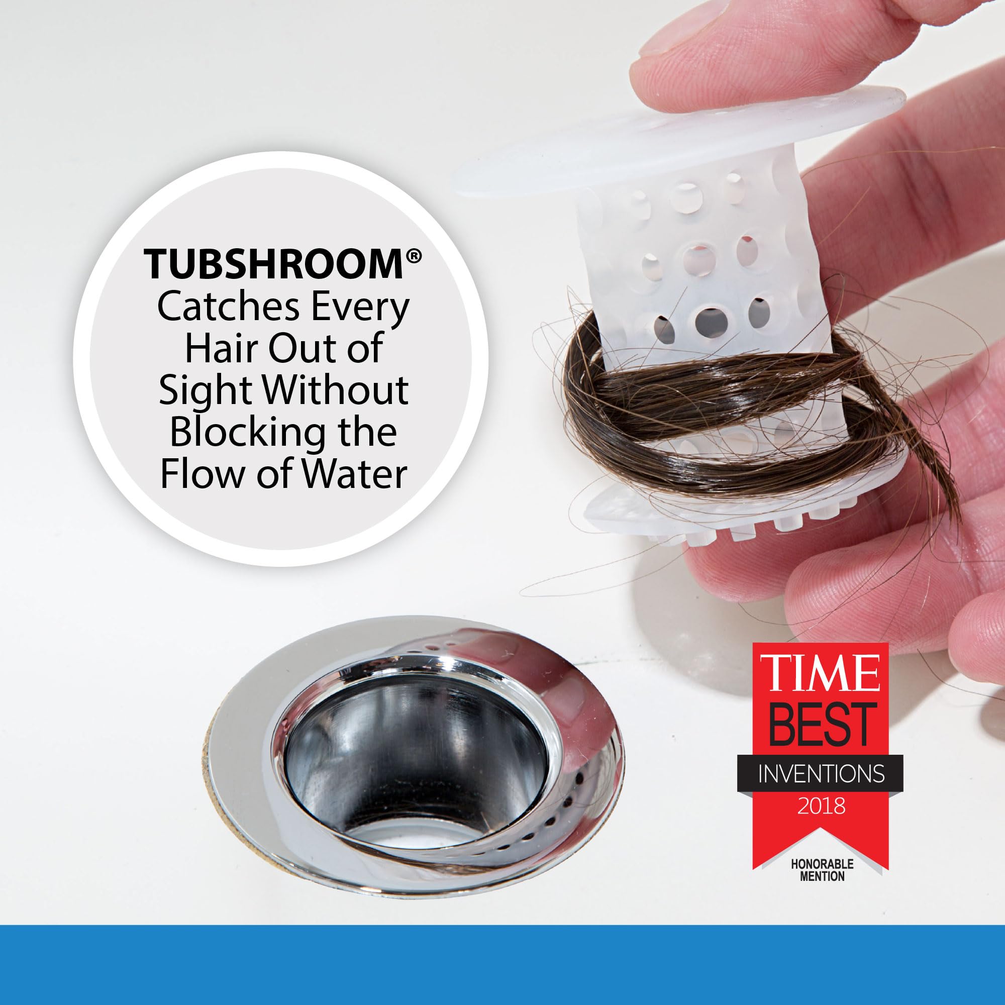 TubShroom fits 1.5-1.75 inch drains, suitable for most standard tubs