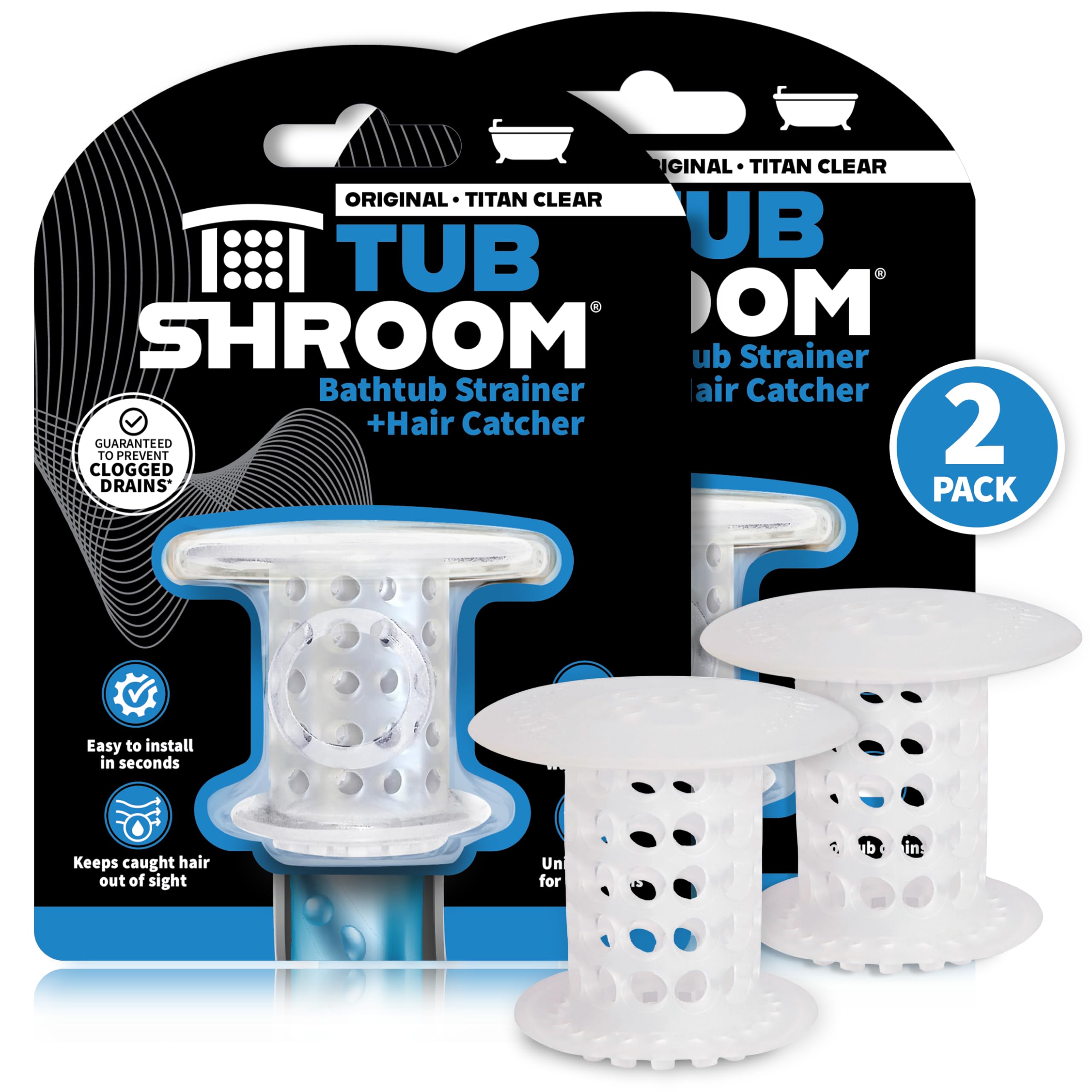 TubShroom inside-drain fit protects tub drains from hair clogs
