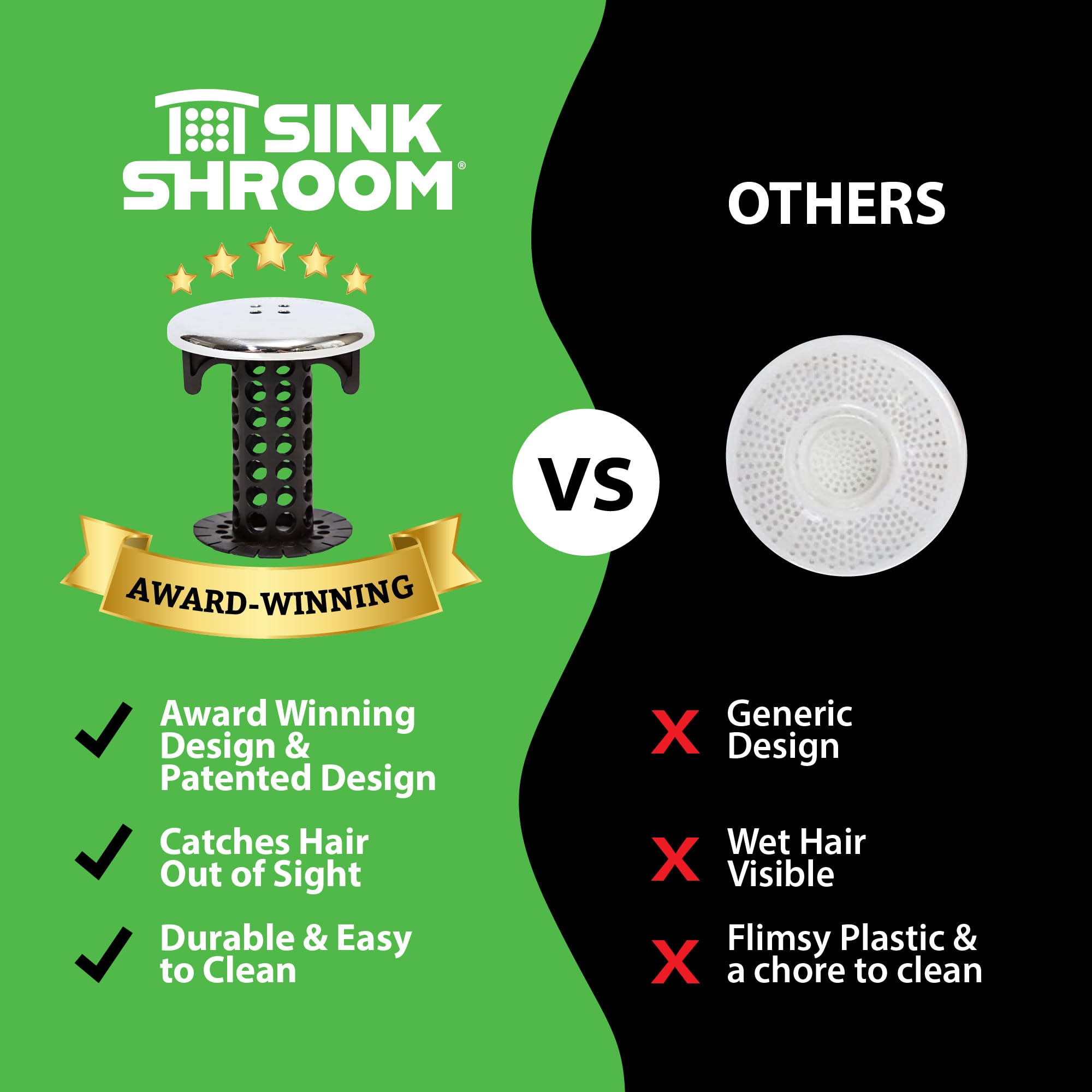 TubShroom Chrome Edition fits standard bathroom drains with easy compatibility.
