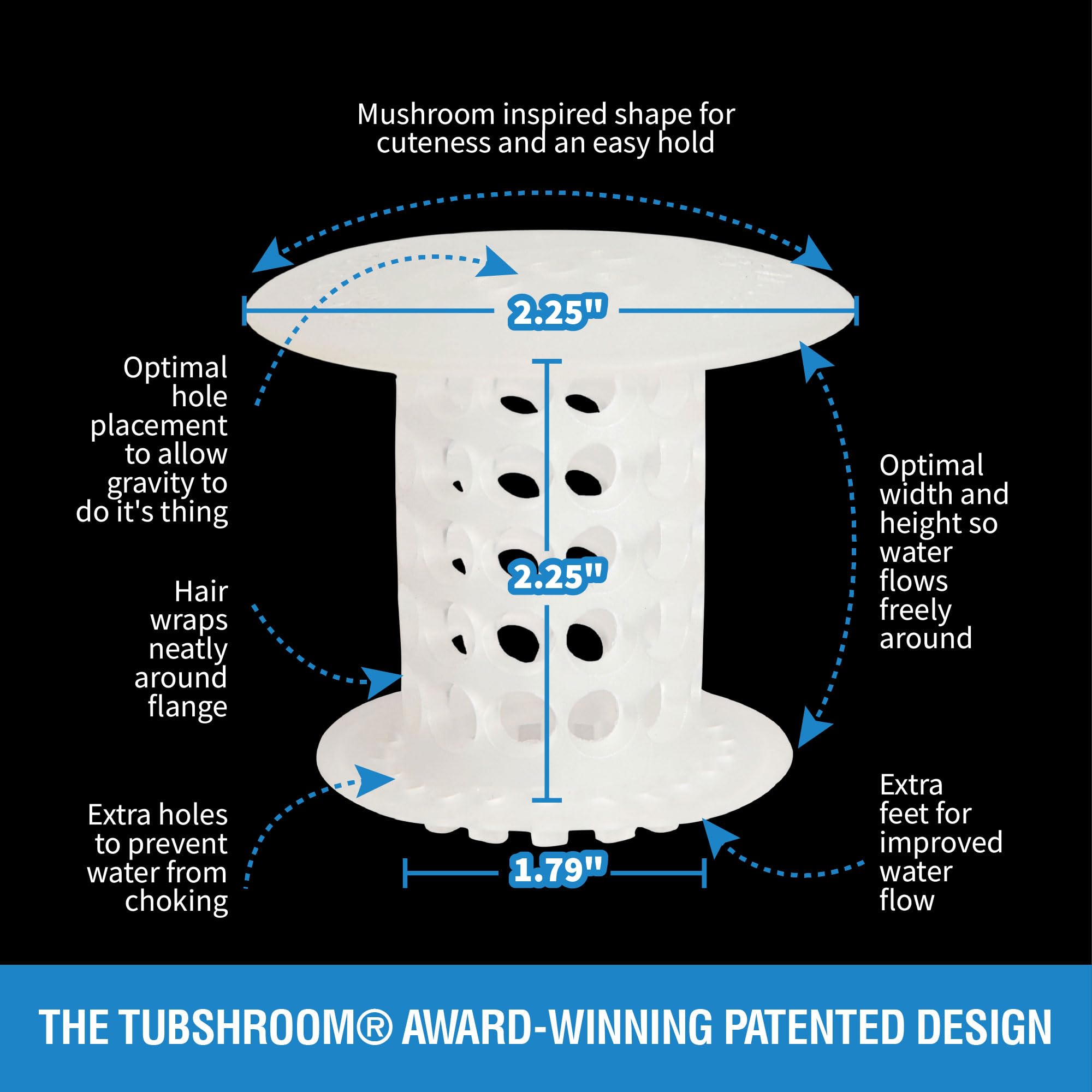 TubShroom stays inside the drain for a neat, unobtrusive look