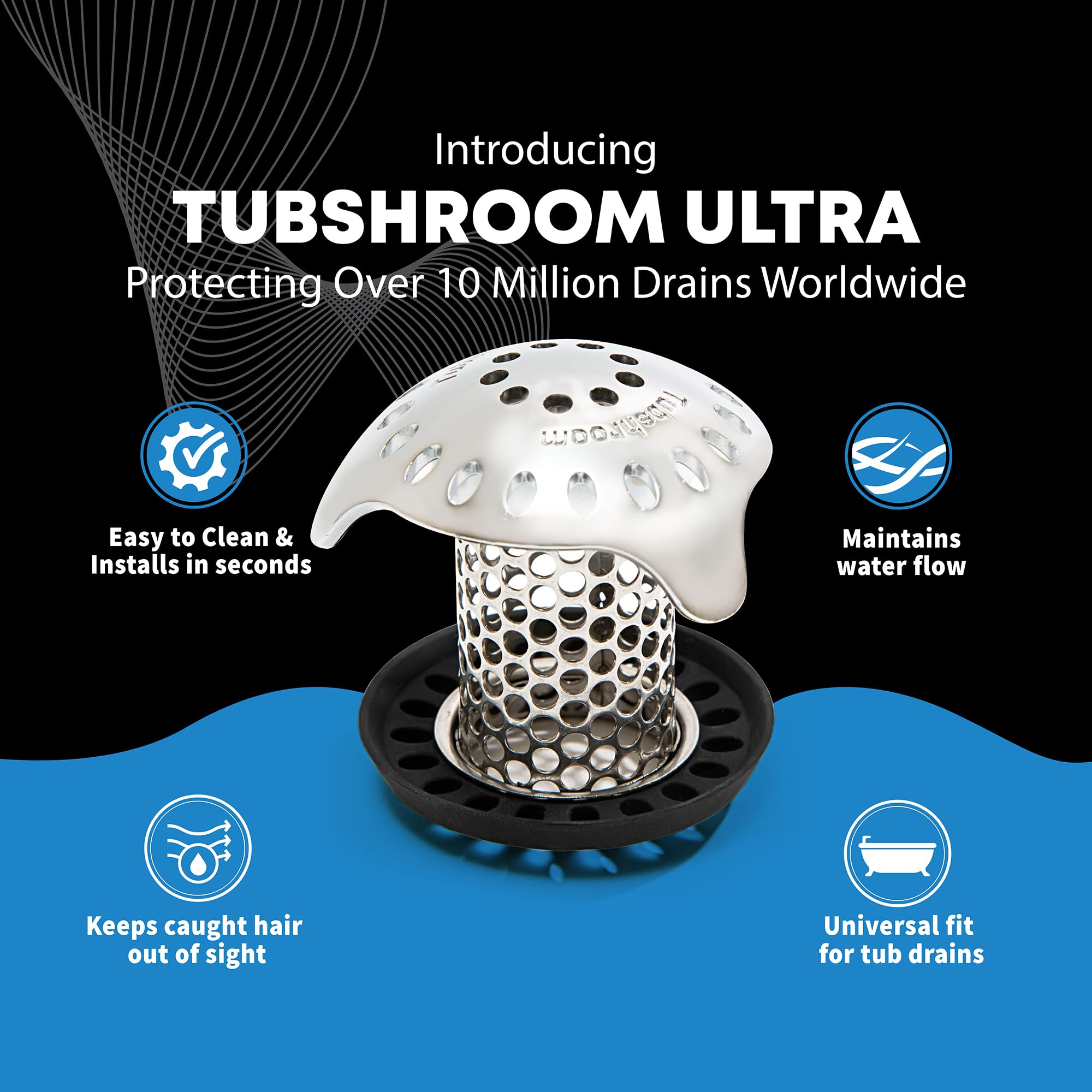 TubShroom Ultra close-up showcasing stainless steel construction