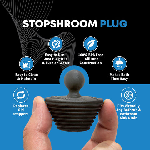 StopShroom universal stopper included with TubShroom Ultra