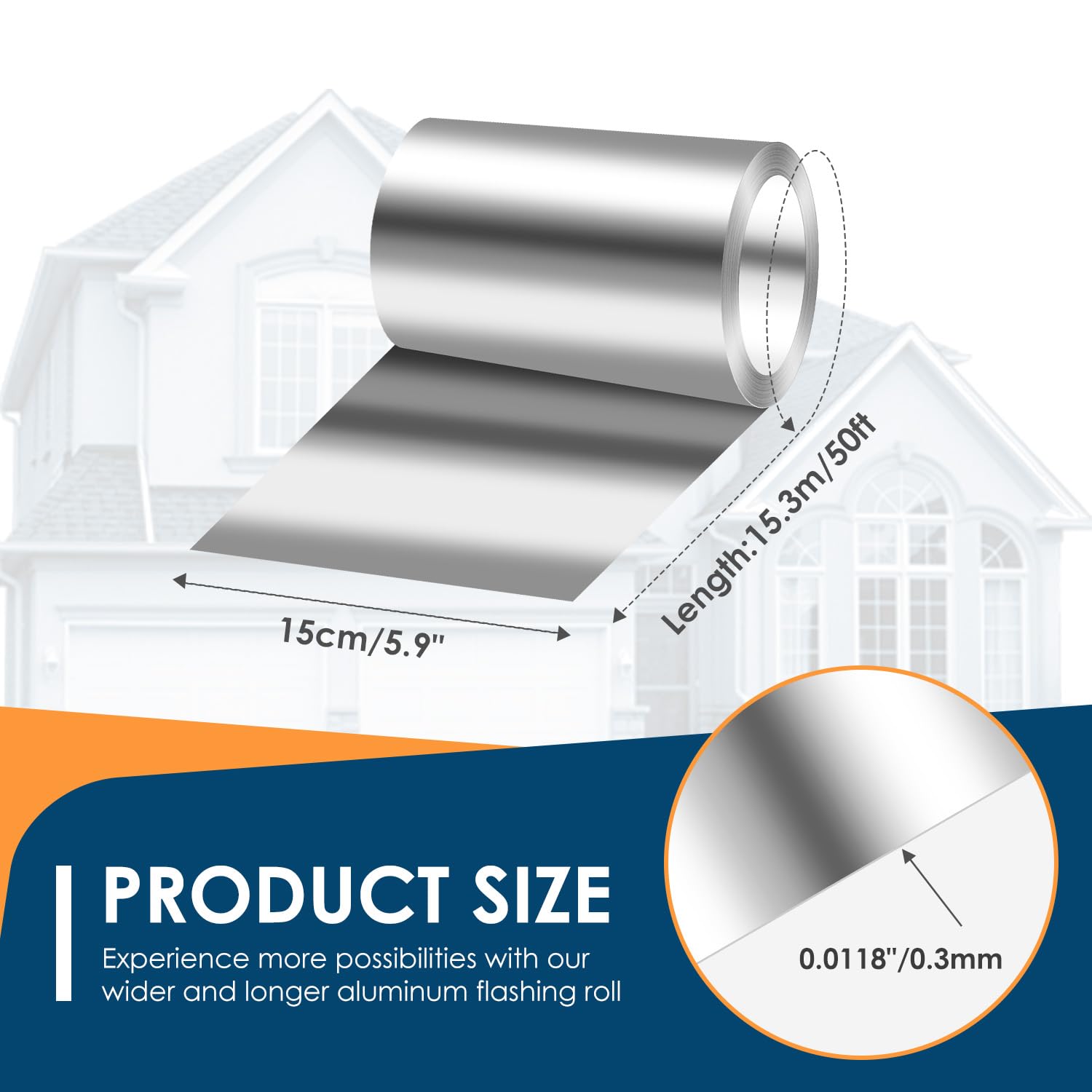 Tubtoken aluminum roll flashing 40in-50ft smooth finish enhances curb appeal and protection