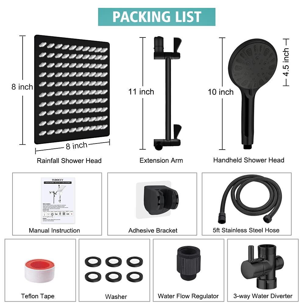 Tudoccy installation kit with tape and washers simplifies tool-free setup.