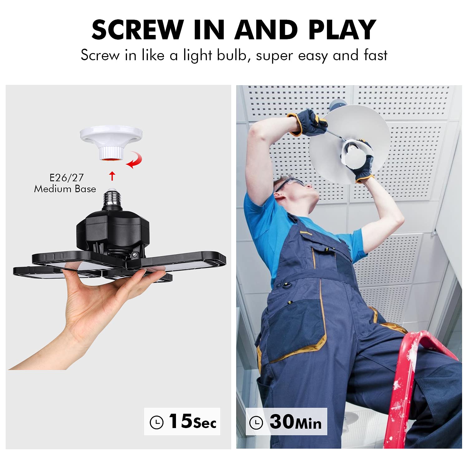 Tudoccy unit uses an E26/E27 base for easy screw-in installation