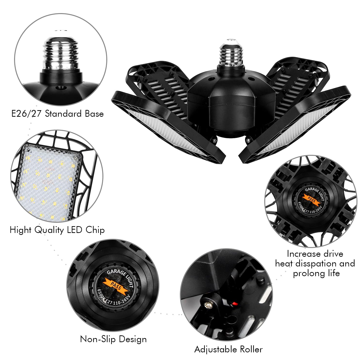 Tudoccy 4-pack suits garages, attics, basements, and barns needing bright, consistent light