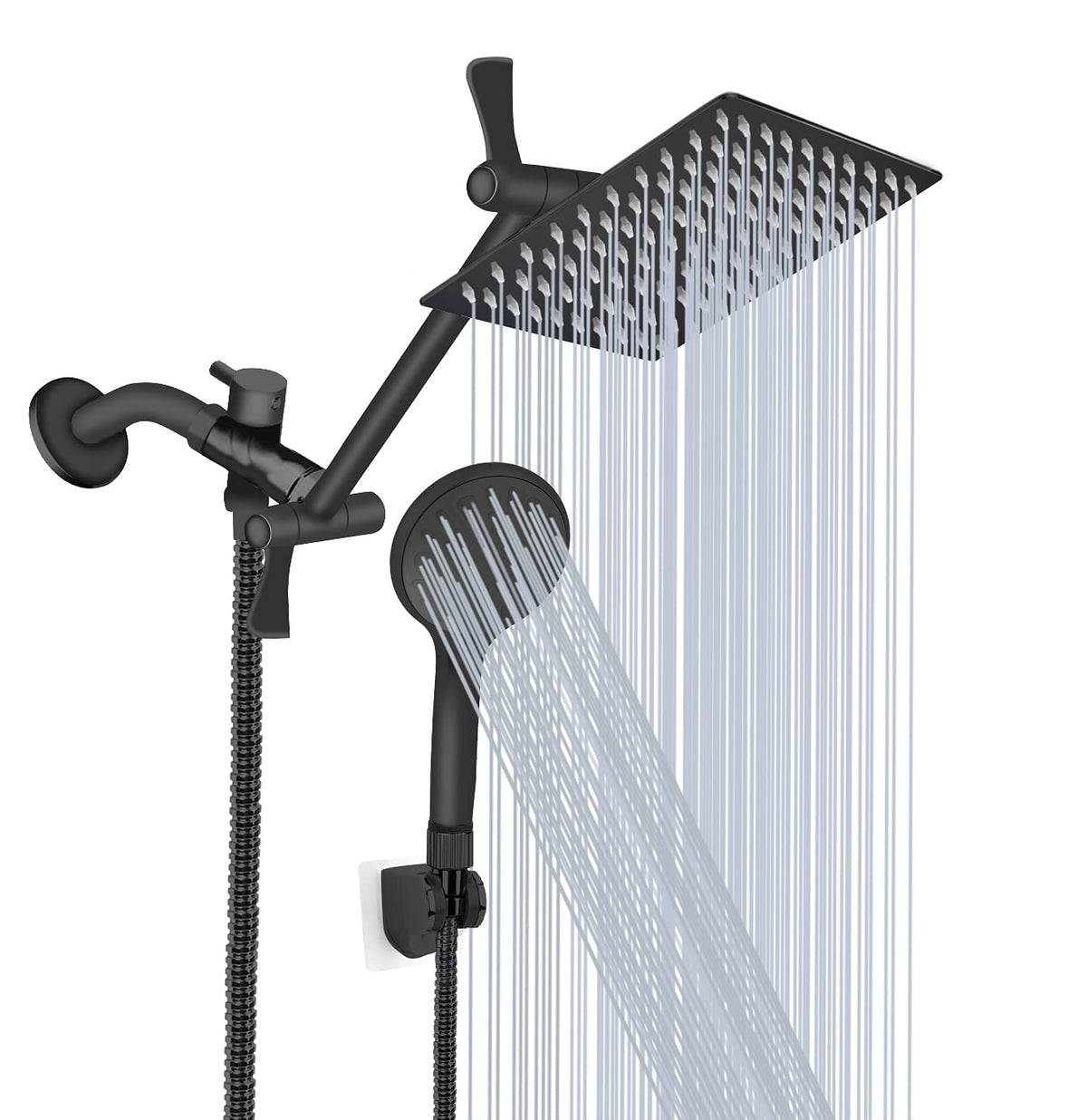 Tudoccy 8-inch square rainfall shower head delivers wide coverage for a spa-like shower experience.