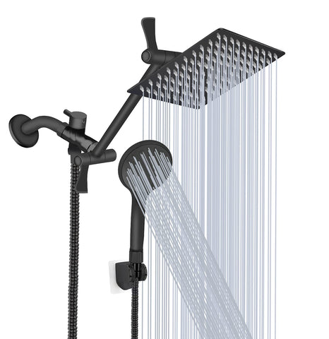 Tudoccy 8-inch square rainfall shower head delivers wide coverage for a spa-like shower experience.