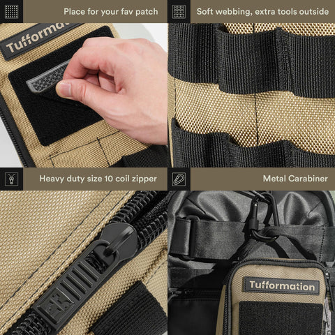 MOLLE webbing on the Tufformation bag for attaching gadgets