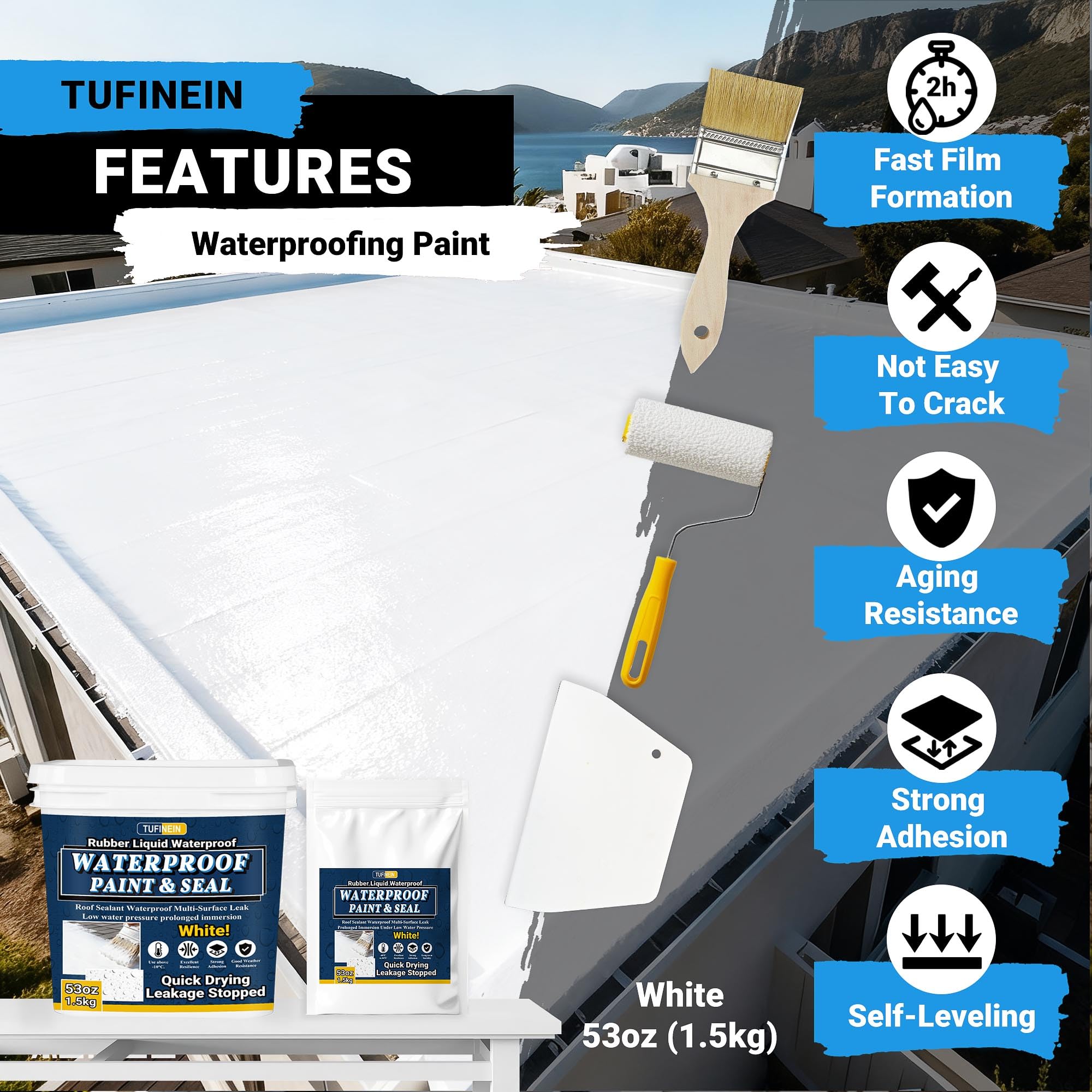 Tufinein white sealant forms flexible membrane on concrete surfaces