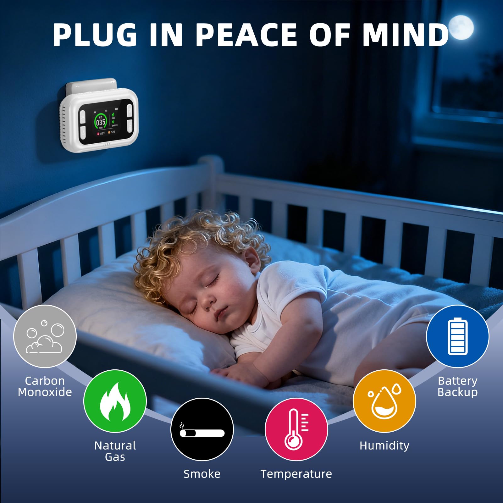 TUIKEN 5-in-1 detector displays real-time readings on a digital LCD