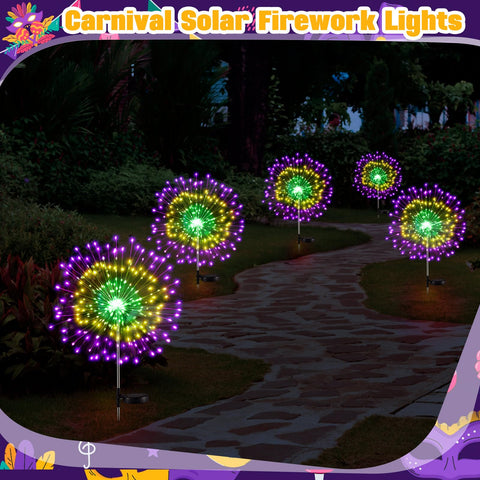 Carnival-color lighting adds festive ambiance to gardens, patios, walkways.