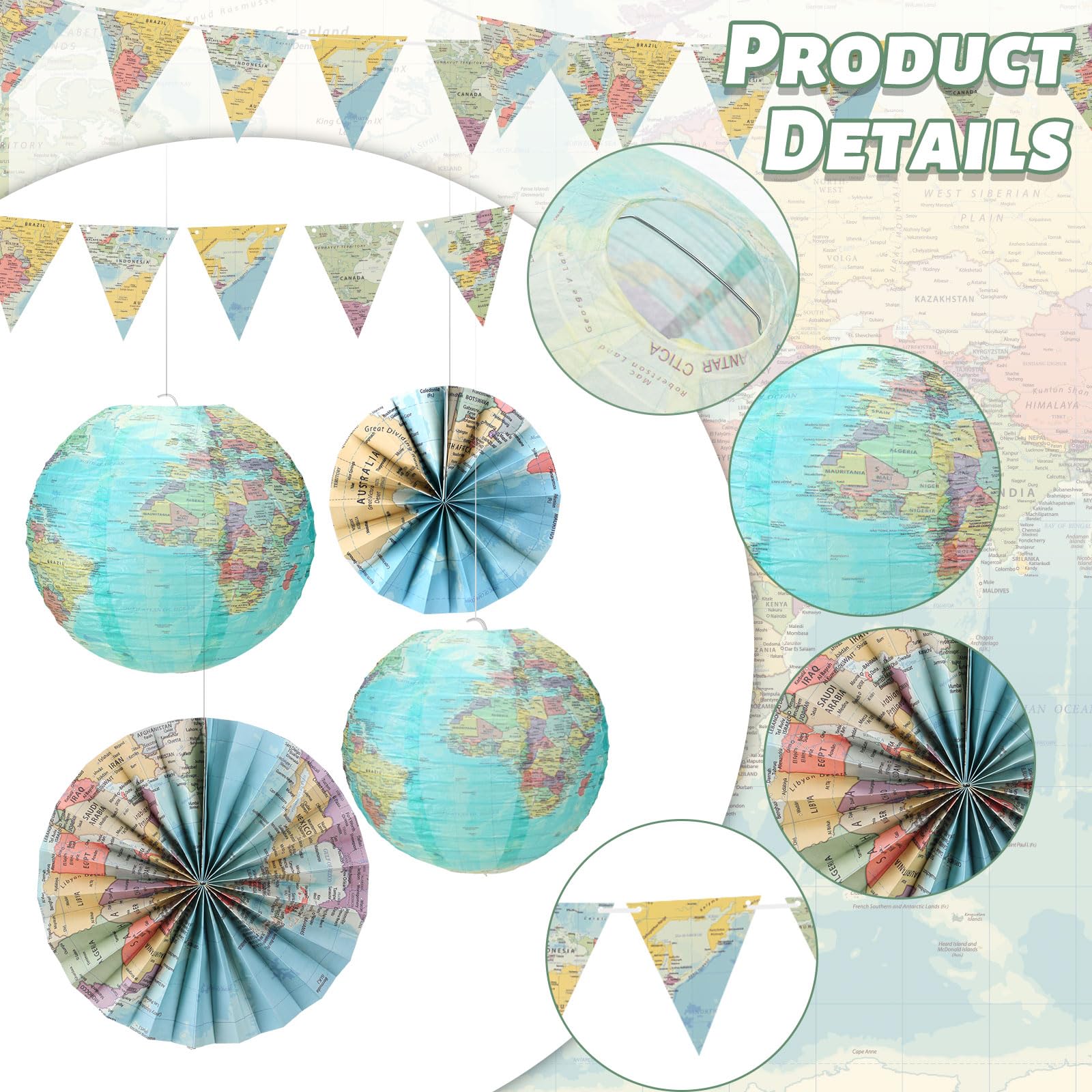 Tujoe World Map hanging fan 12in creates layered accents for ceilings