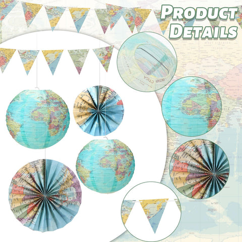 Tujoe World Map hanging fan 12in creates layered accents for ceilings
