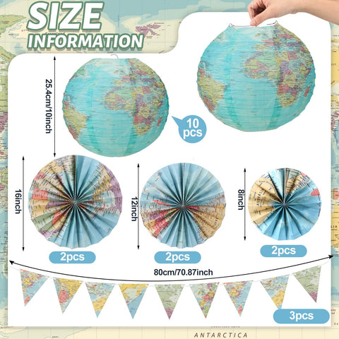 Tujoe World Map hanging fan 8in adds dimension and easy setup to walls