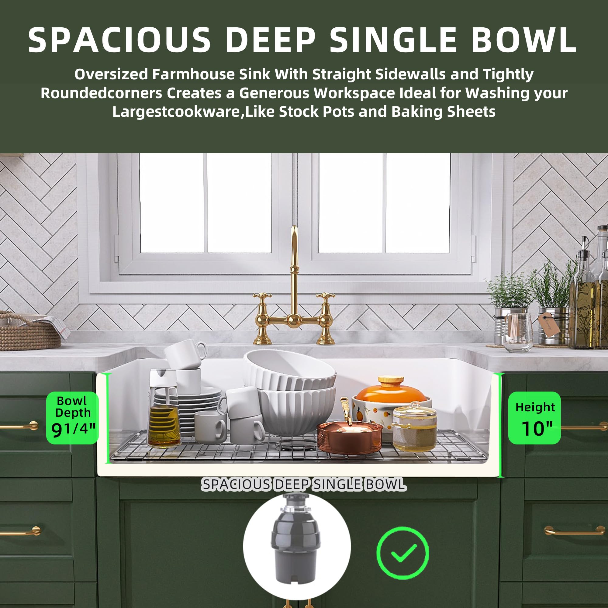 Deep 10-inch bowl accommodates large pots and baking sheets with ease