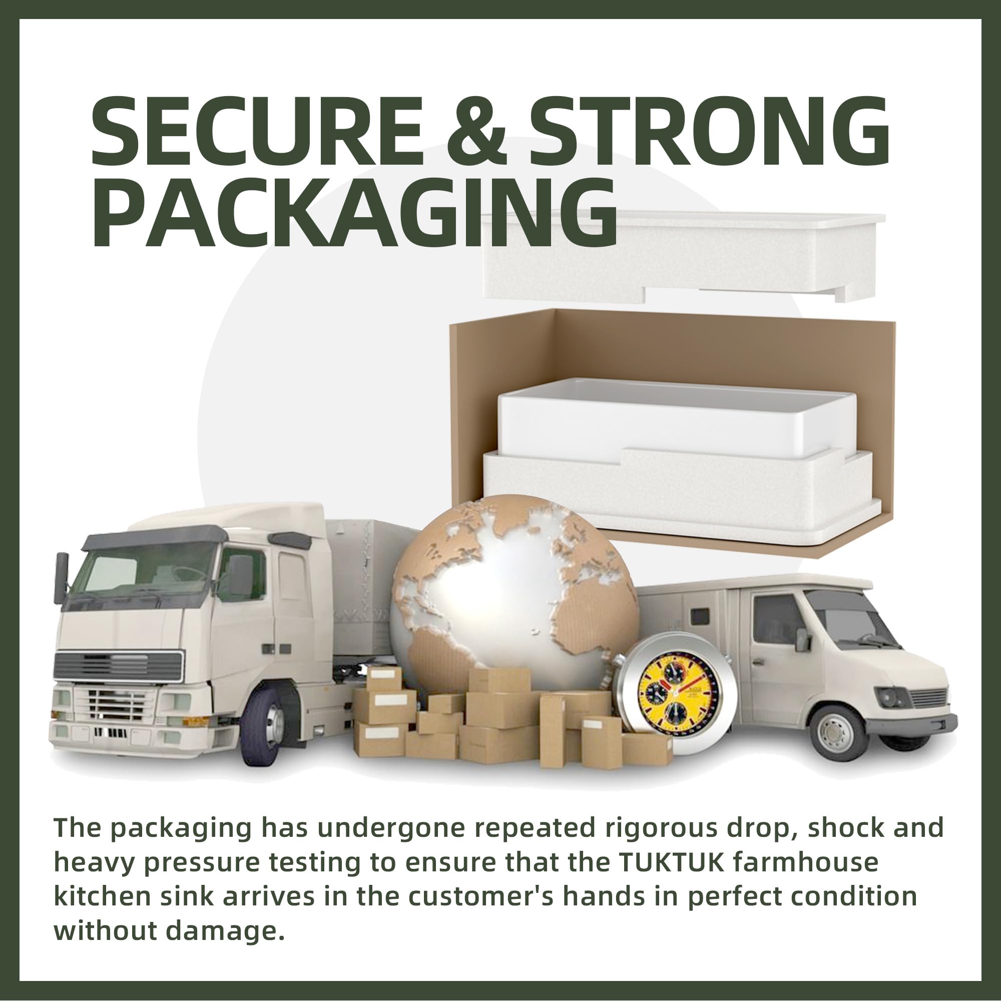 Secure packaging ensures the sink arrives in pristine condition