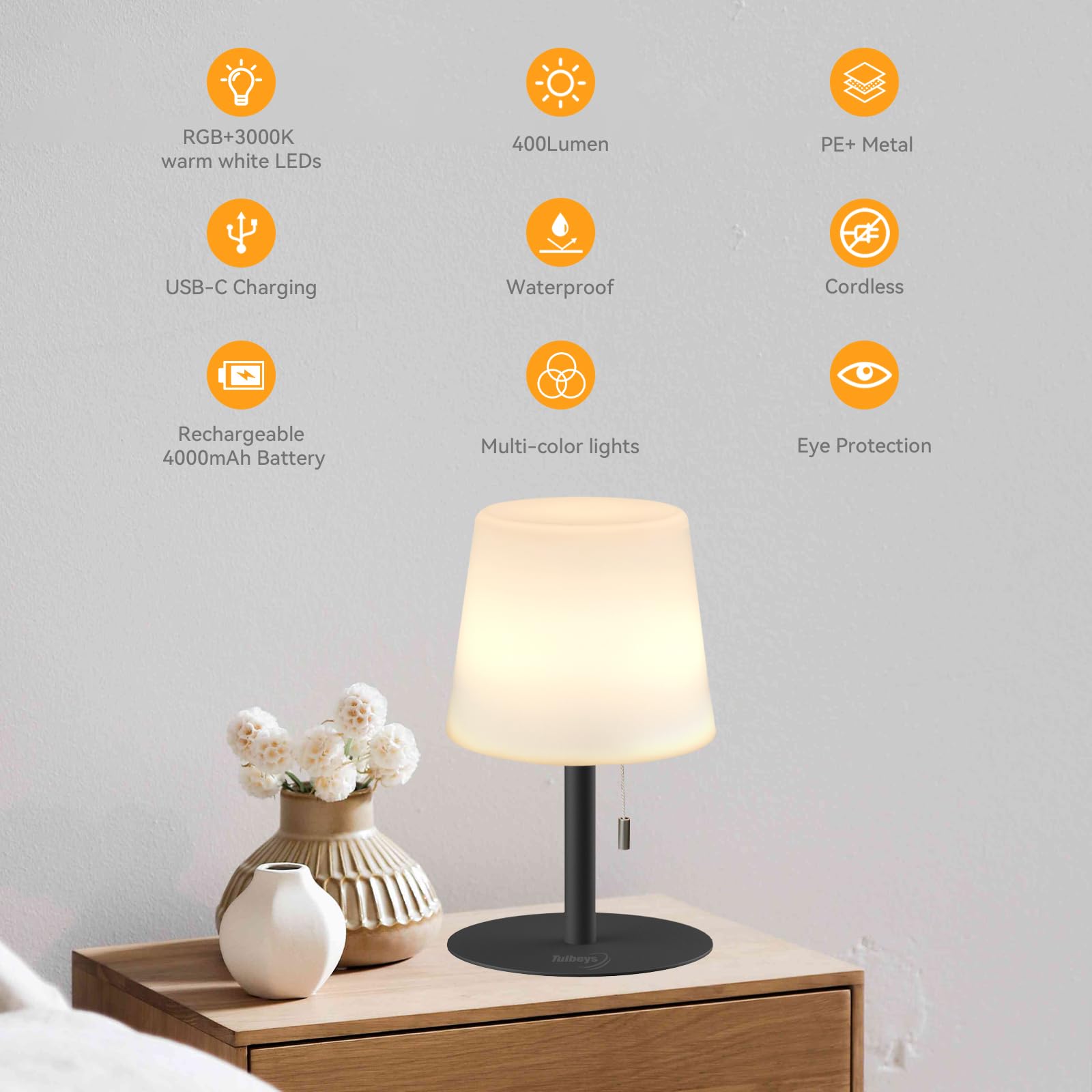 Tulbeys waterproof shower lamp IP44 with polyethylene shade for damp areas.