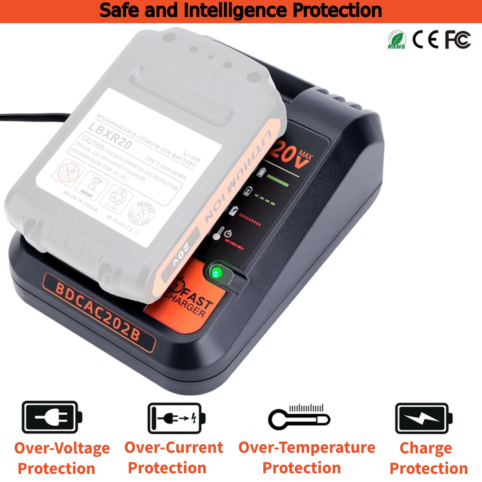 Compact design of Tulepowceeng BDCAC202B for easy storage and portability.