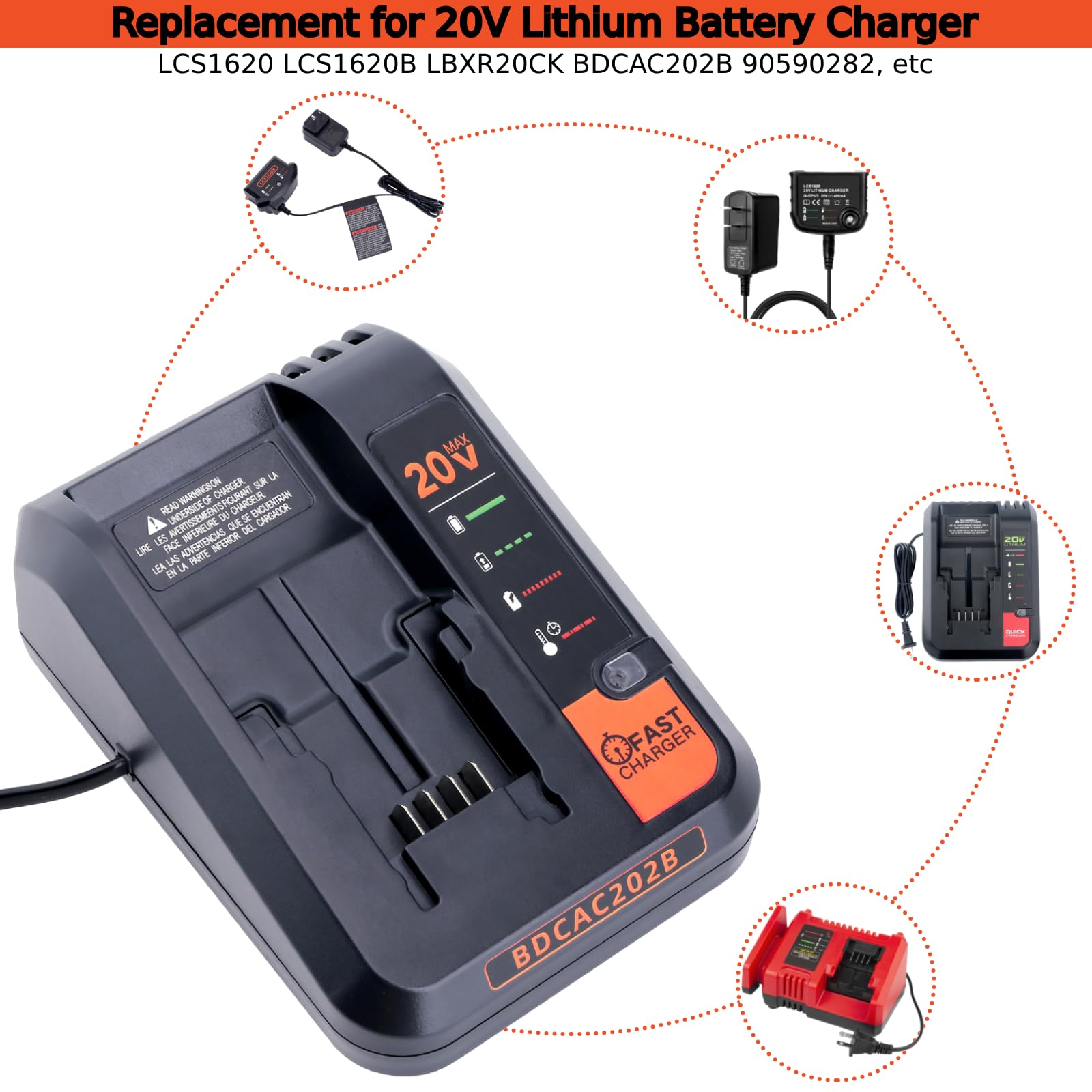 Workshop-ready Tulepowceeng BDCAC202B charger for on-site use with 20V systems.