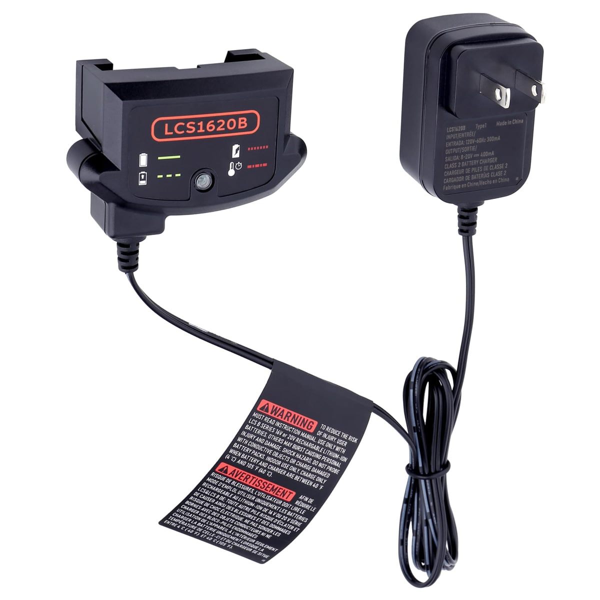 Tulepowceeng LCS1620B charger front view for quick, reliable 20V charging.