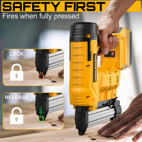 Magazine loaded with 100 nails demonstrates extended work without frequent reloading.