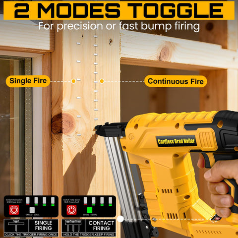 Dual firing mode selector on Tulukye nailer enables precise placement and rapid nailing.