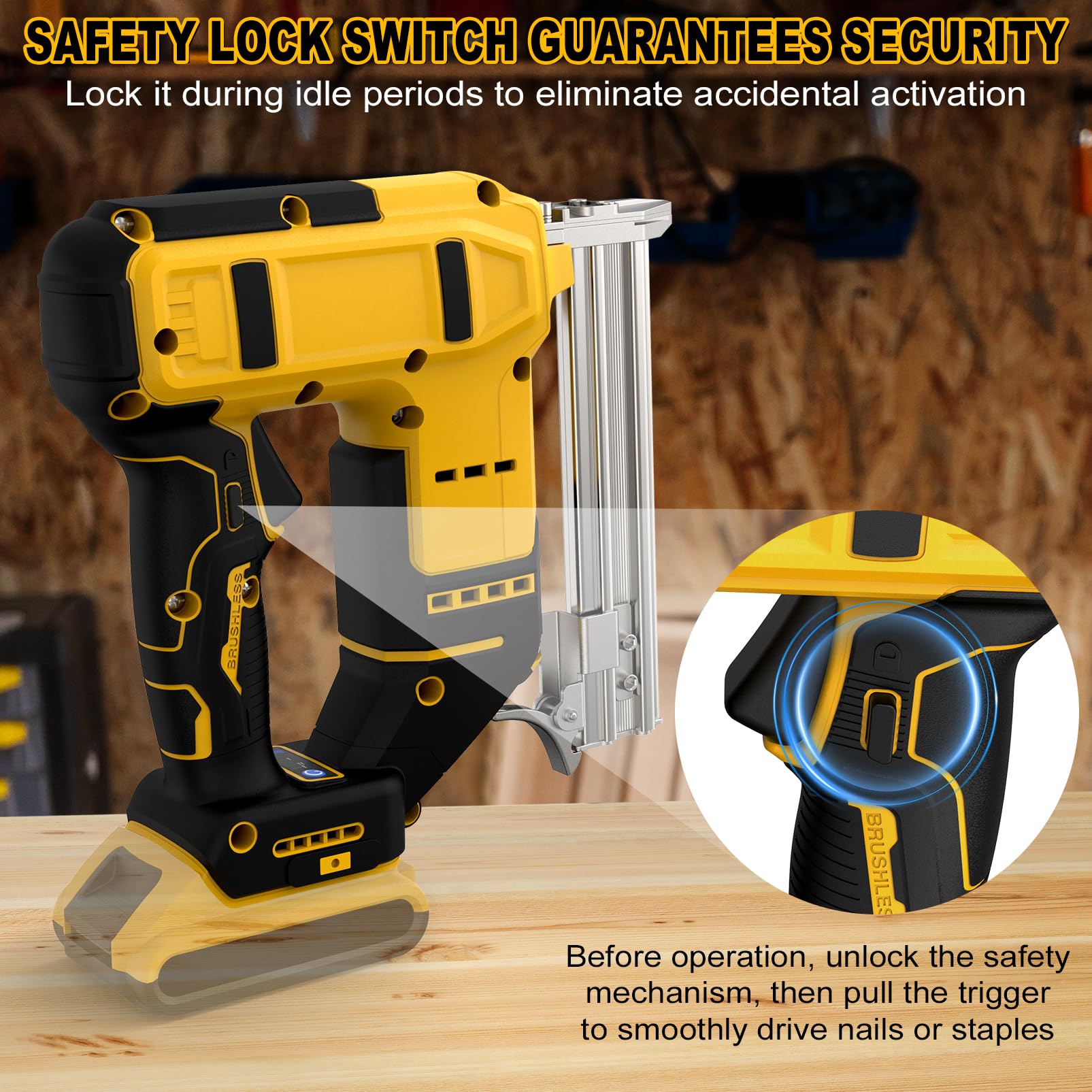 Tulukye safety self-locking switch prevents accidental firing.