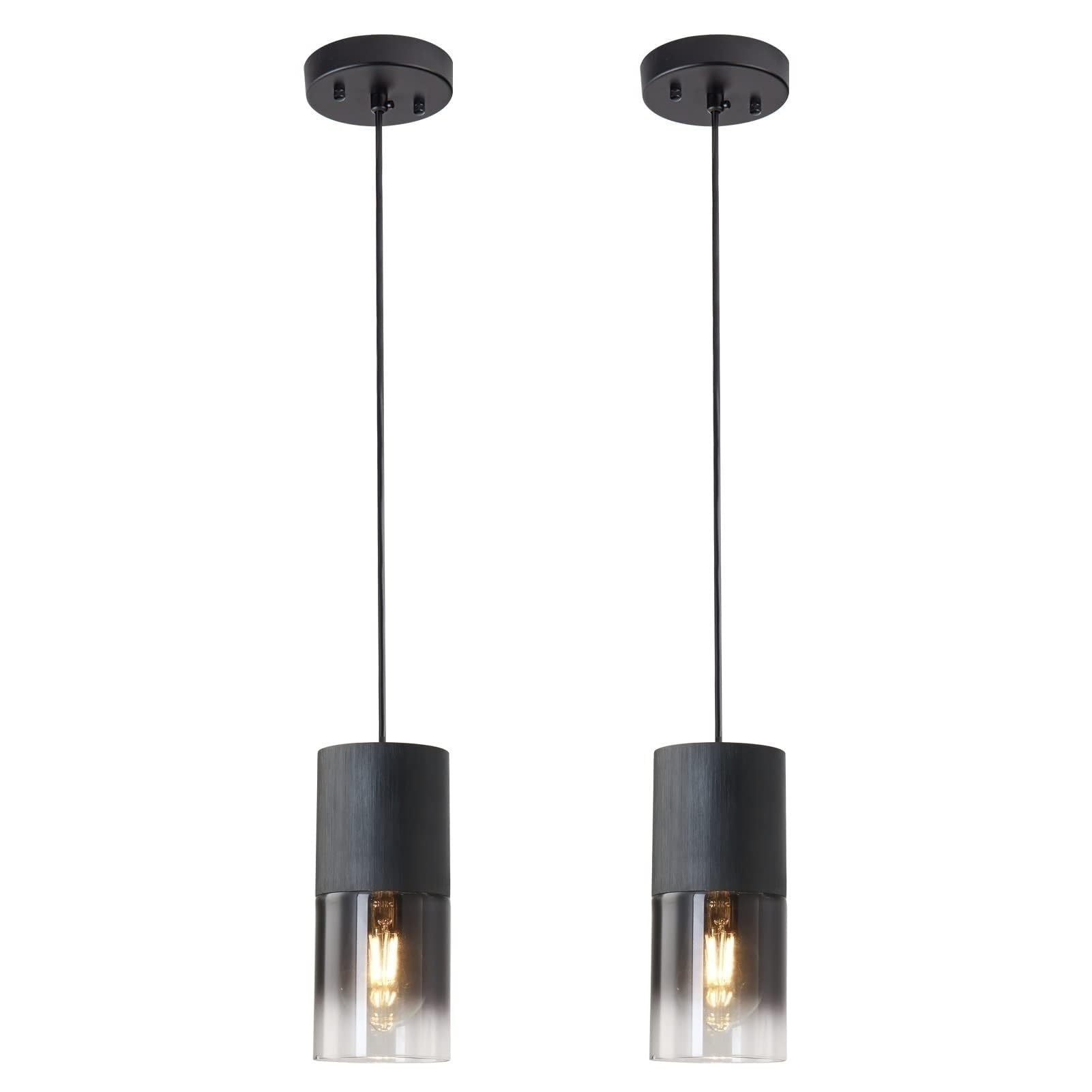 Tumgog battery pendant lights set 2 in black finish for easy DIY installation.