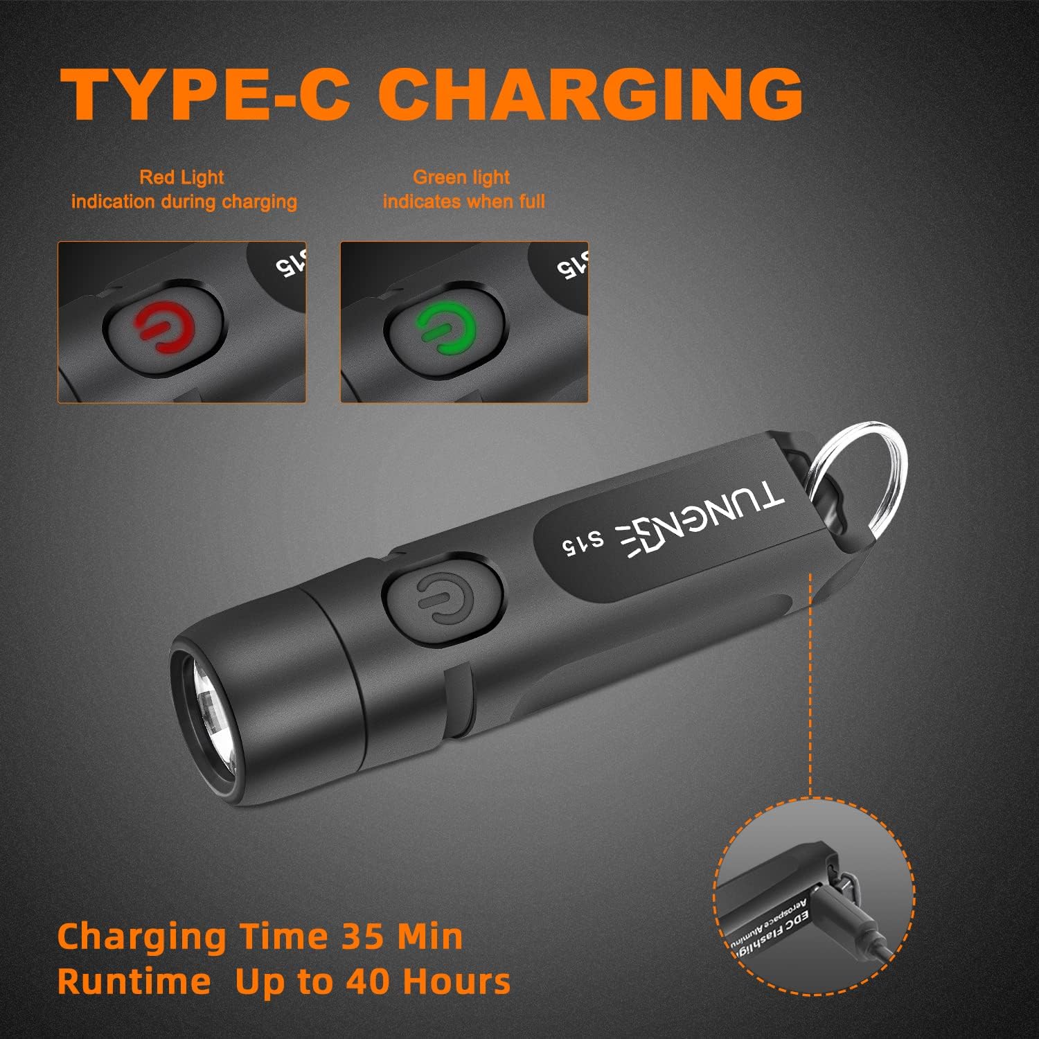 TUNENGE 650lm modes display showing versatile lighting options.