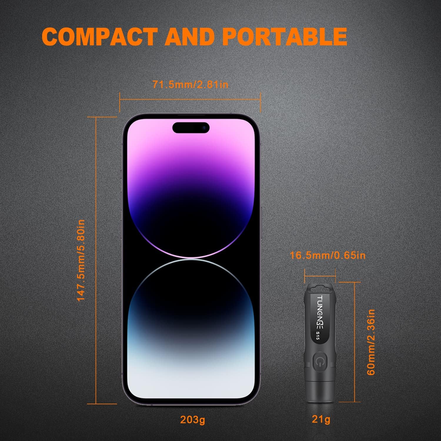 TUNENGE aluminum body with IP66 waterproof rating and rugged feel.
