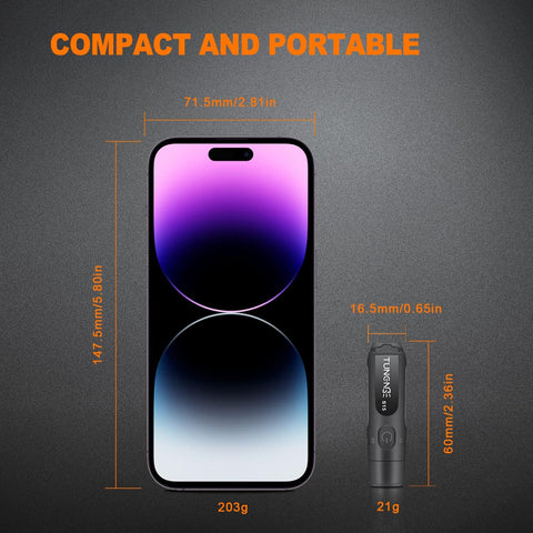TUNENGE aluminum body with IP66 waterproof rating and rugged feel.
