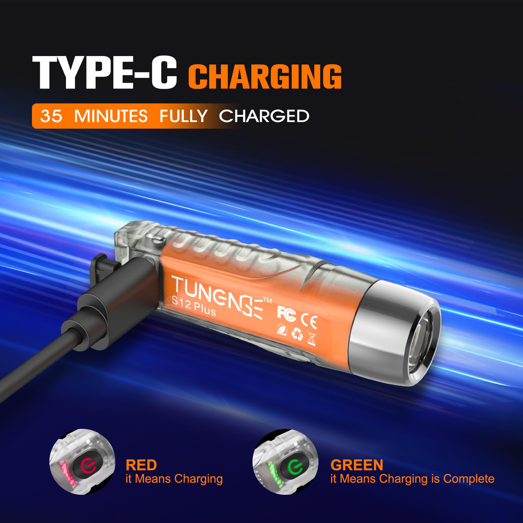 TUNENGE S12Plus 600-lumen beam reaches up to 100 meters for campsite visibility